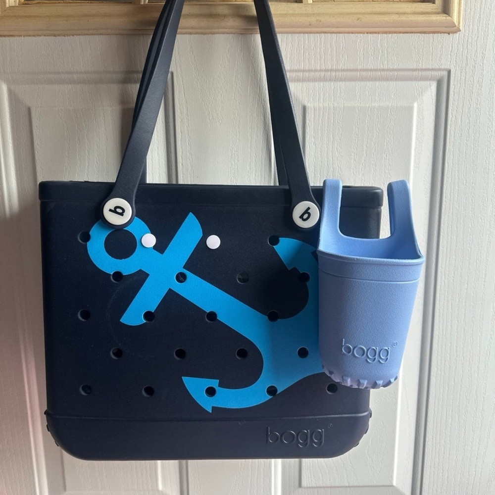 Bogg Bag Anchor Large Bag and Cup Holder Carolina Blue Bundle NWOT!